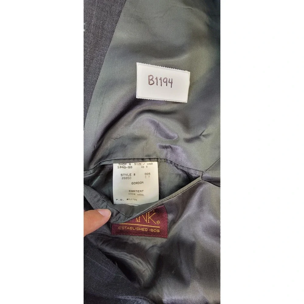 Jos‎ A Bank Wool Pinstripe Suit Blazer Jacket Men 48 R Dark Gray